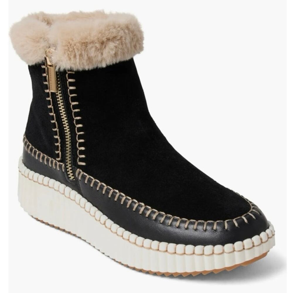 NWOB Women’s Jack Rogers Janetta Faux Fur Bootie in Black SZ 7.5